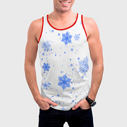 Майка-безрукавка мужская Голубые снежинки падают, цвет: 3D-красный — фото 2