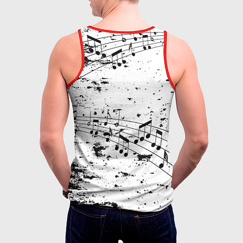 Мужская майка без рукавов ACDC - Музыкальные ноты / 3D-Красный – фото 4