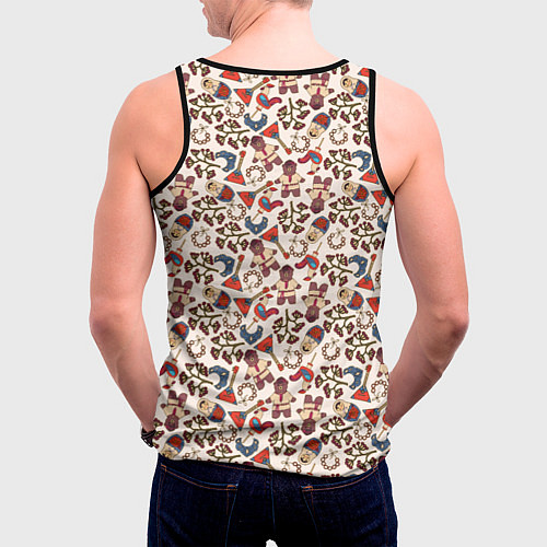 Мужская майка без рукавов Россия паттерн светлый / 3D-Черный – фото 4