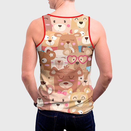 Мужская майка без рукавов Bears texture / 3D-Красный – фото 4