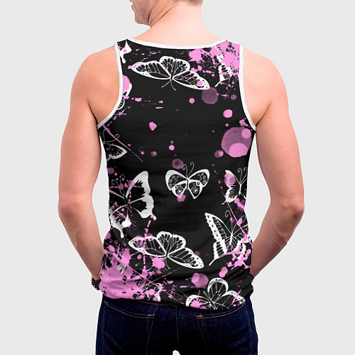 Мужская майка без рукавов Adele - Бабочки / 3D-Белый – фото 4