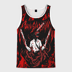 Майка-безрукавка мужская Человек бензопила в крови Chainsaw Man, цвет: 3D-белый