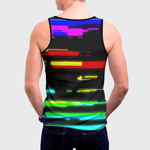 Мужская майка без рукавов Color fashion glitch / 3D-Черный – фото 4