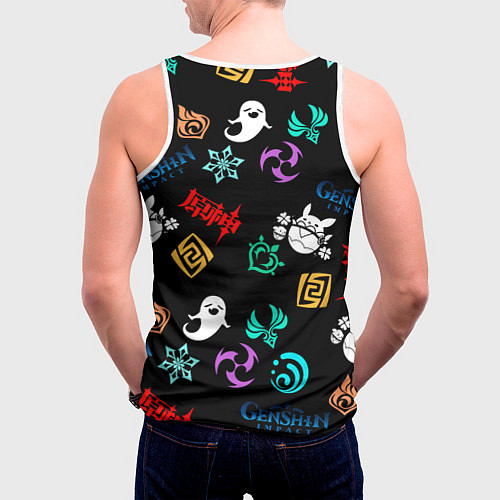 Мужская майка без рукавов Электро стихия Геншин / 3D-Белый – фото 4