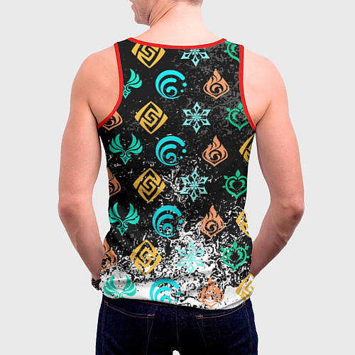Мужская майка без рукавов Дендро стихия Геншин / 3D-Красный – фото 4