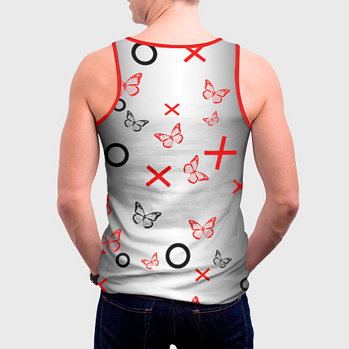 Мужская майка без рукавов Крестики нолики сердцами / 3D-Красный – фото 4