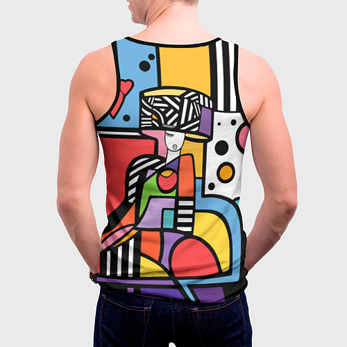 Мужская майка без рукавов Girl in a round hat / 3D-Черный – фото 4