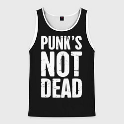 Майка-безрукавка мужская PUNKS NOT DEAD Панки Живы, цвет: 3D-белый