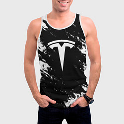 Майка-безрукавка мужская Tesla logo texture, цвет: 3D-белый — фото 2