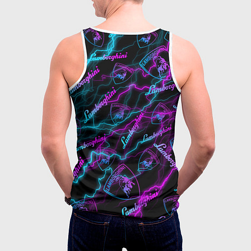 Мужская майка без рукавов Lamborghini Неоновые молнии / 3D-Белый – фото 4