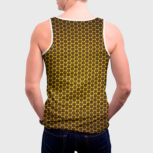 Мужская майка без рукавов Lamborghini gold соты / 3D-Белый – фото 4