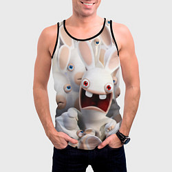 Майка-безрукавка мужская Бешеные кролики в толпе, цвет: 3D-черный — фото 2