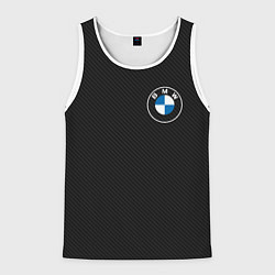 Майка-безрукавка мужская BMW LOGO CARBON ЧЕРНЫЙ КАРБОН, цвет: 3D-белый