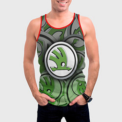 Майка-безрукавка мужская Skoda Carbone Pattern, цвет: 3D-красный — фото 2