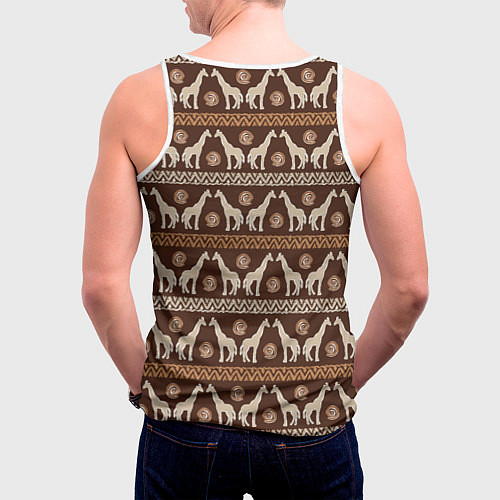 Мужская майка без рукавов Жирафы Африка паттерн / 3D-Белый – фото 4