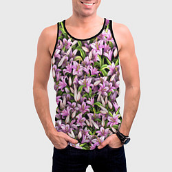 Майка-безрукавка мужская Лилии цветут, цвет: 3D-черный — фото 2