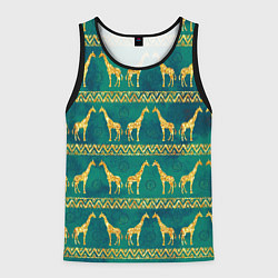 Майка-безрукавка мужская Золотые жирафы паттерн, цвет: 3D-черный