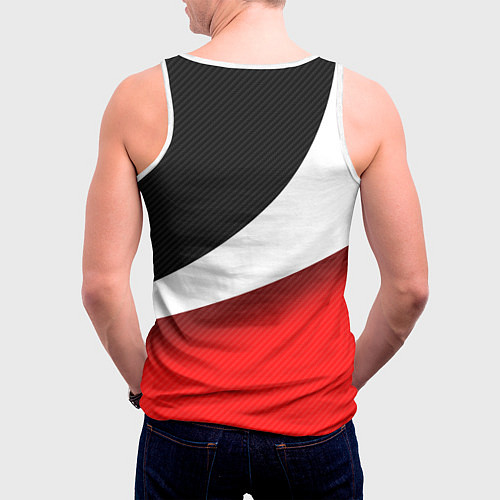 Мужская майка без рукавов MERCEDES BENZ КАРБОН И КРАСНАЯ ВОЛНА / 3D-Белый – фото 4