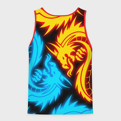 Мужская майка без рукавов НЕОНОВЫЕ ДРАКОНЫ NEON DRAGONS / 3D-Красный – фото 2