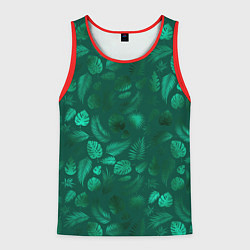 Майка-безрукавка мужская Яркие зеленые листья, цвет: 3D-красный
