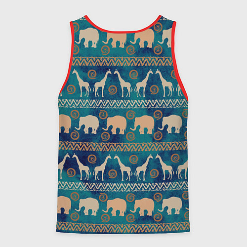 Мужская майка без рукавов Жирафы и слоны / 3D-Красный – фото 2