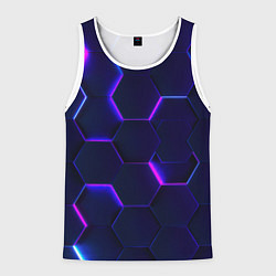 Майка-безрукавка мужская Соты - неон, цвет: 3D-белый