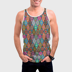 Майка-безрукавка мужская Мандалы Текстура, цвет: 3D-белый — фото 2