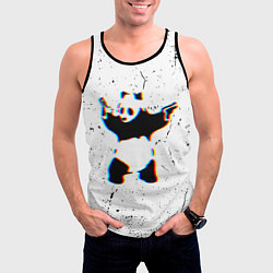 Майка-безрукавка мужская Banksy Panda with guns Бэнкси, цвет: 3D-черный — фото 2