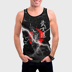 Майка-безрукавка мужская Самурай Бусидо Иероглифы Samurai Lightning, цвет: 3D-черный — фото 2