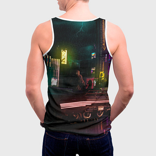 Мужская майка без рукавов Judy cyberpunk2077 / 3D-Белый – фото 4