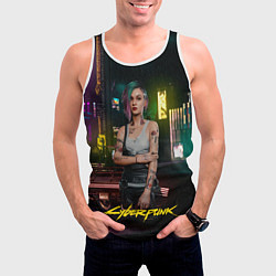 Майка-безрукавка мужская Judy cyberpunk2077, цвет: 3D-белый — фото 2