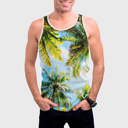 Майка-безрукавка мужская Пальмы под солнцем, цвет: 3D-белый — фото 2