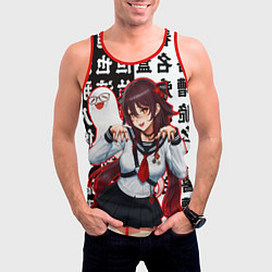 Майка-безрукавка мужская Ху Тао модная Genshin Impact Геншин, цвет: 3D-красный — фото 2