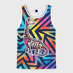 Мужская майка без рукавов Разноцветный скелет динозавра