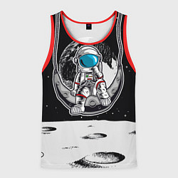 Майка-безрукавка мужская Космонавт на луне, цвет: 3D-красный