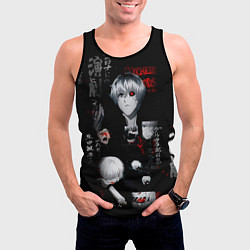 Майка-безрукавка мужская Токийский Гуль Иероглифы Tokyo Ghoul, цвет: 3D-черный — фото 2