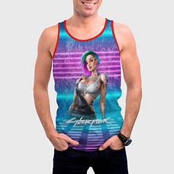 Майка-безрукавка мужская Judy 18 Джуди Cyberpunk2077, цвет: 3D-красный — фото 2