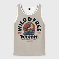 Мужская майка без рукавов Дикий тигр на скале