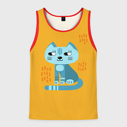 Мужская майка без рукавов Очаровательный котик в плоском стиле в ярких цвета