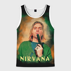 Майка-безрукавка мужская Nirvana - Kurt Cobain with a gun, цвет: 3D-белый