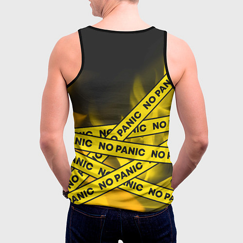 Мужская майка без рукавов БЕЗ ПАНИКИ - БИТКОЙН Огонь Ленты / 3D-Черный – фото 4