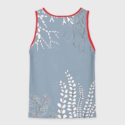 Мужская майка без рукавов Разноцветные акварельные рыбки и белые водоросли / 3D-Красный – фото 2