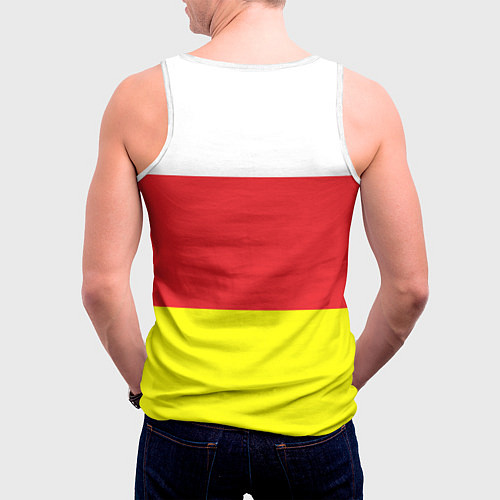 Мужская майка без рукавов СЕВЕРНАЯ ОСЕТИЯ РЕСПУБЛИКА / 3D-Белый – фото 4