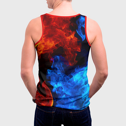Мужская майка без рукавов Огонь - Вода Инь - Янь / 3D-Красный – фото 4