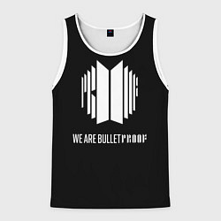 Майка-безрукавка мужская BTS WE ARE BULLETPROOF БТС - мы пуленепробиваемые, цвет: 3D-белый