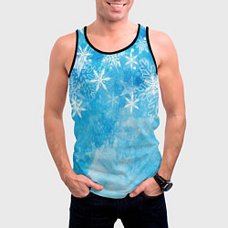 Майка-безрукавка мужская Новогодние снежинки, цвет: 3D-черный — фото 2