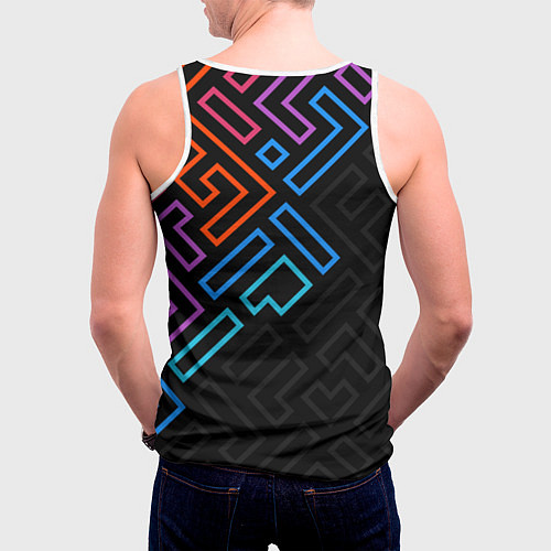 Мужская майка без рукавов НЕОНОВЫЕ ФИГУРЫ НЕОН / 3D-Белый – фото 4