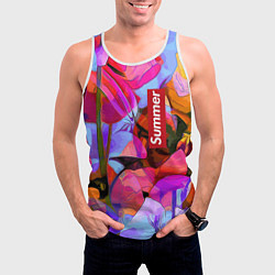 Майка-безрукавка мужская Красочный летний цветочный паттерн Summer color pa, цвет: 3D-белый — фото 2