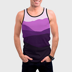 Майка-безрукавка мужская Фиолетовый градиент горы абстракция, цвет: 3D-черный — фото 2