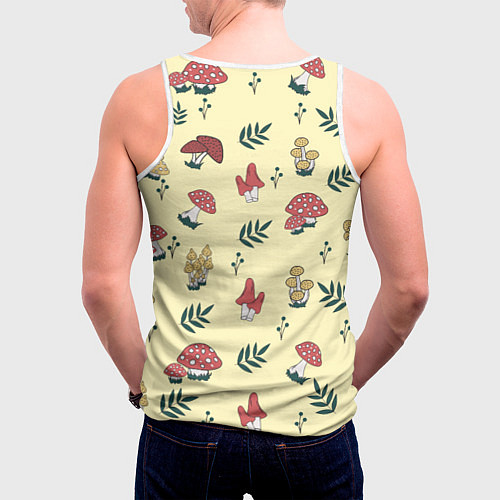 Мужская майка без рукавов Mushroom, грибы- грибочки / 3D-Белый – фото 4
